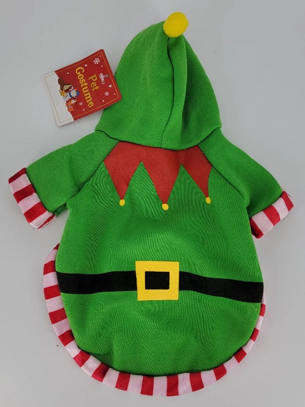 Best Brands Elf Pet Costume Hooded Green Red White Size XSmall